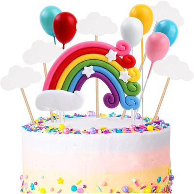 Tortendeko Geburtstag Regenbogen Wolke Ballon Kuchen Topper Kinder Mädchen