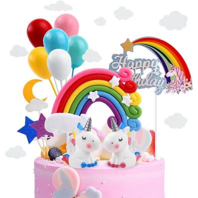 Einhorn Tortendeko Geburtstag Kuchendeko Happy Birthday Topper Kinder Mädchen