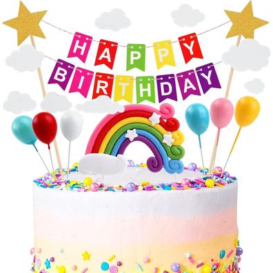 Tortendeko Geburtstag Regenbogen Kuchen Topper Happy Birthday Kinder Mädchen