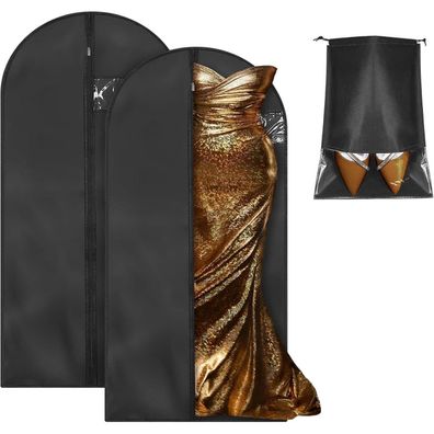 Kleidersack Set 2 Stück 140x60cm mit Schuhbeutel - Schwarz
