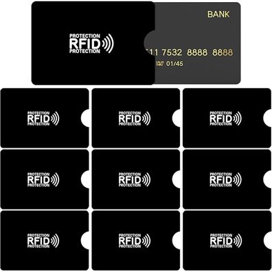 10 RFID Blocker Kartenhüllen schwarz 6.2×9.2cm Damen Herren