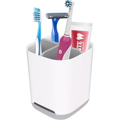 Zahnbürstenhalter Toothbrush Holder Bad-Zahnputzbecher mit 2 Fächern Grau