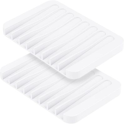 2er Set Weiße Silikon Seifenschale mit Ablauf für Badezimmer & Küche