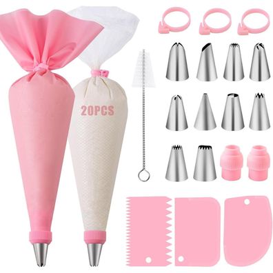 Spritzbeutel mit Tüllen 40tlg Edelstahl Silikon Cupcakes Torten Kuchen