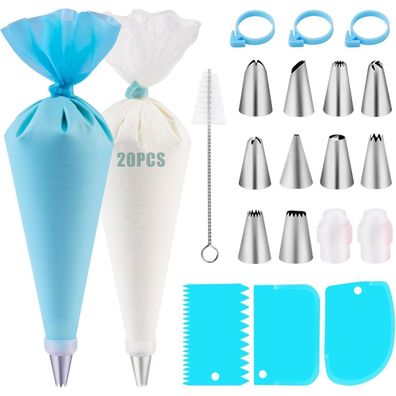 Spritzbeutel Set 40-teilig Edelstahl Silikon für Torten Cupcakes