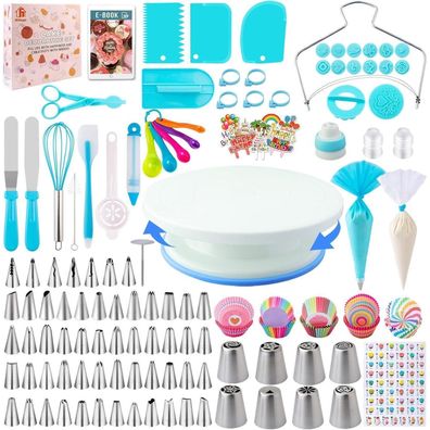 Torten Zubehör Set 356-teilig Backzubehör Kuchen Dekorieren mit Tortenplatte