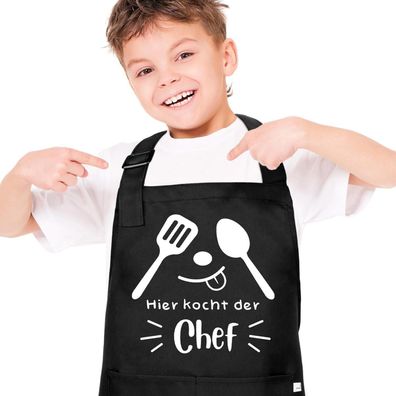 Wasserdichte Kinderschürze 4-12 Jahre mit Tasche und lustigem Chef-Design