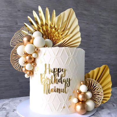 Champagne Cake Topper Rose Gold Leaves Wedding Bridal Shower Birthday Party