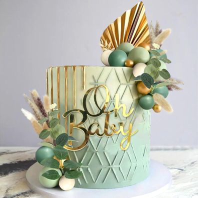 JeVenis Grüner Oh Baby Cupcake Topper Babyparty Gender Reveal Partydeko