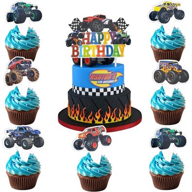 Monster Truck Geburtstag Kuchen Topper Set 25 Stück Junge Cupcake Deko LKW Auto