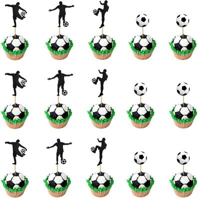 48 Stück Fußball Cupcake Topper Party Tortenaufleger Geburtstagsfeier