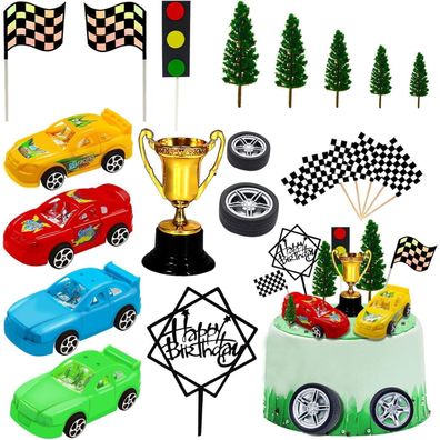 Racing Car Cake Decorations 38pcs Topper Set Birthday Party Favors Kids Theme
