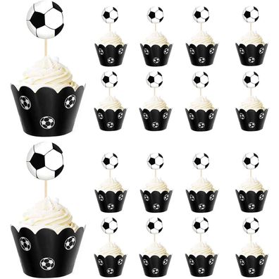 Fußball Cupcake Topper Set 36 Stück Kinder Geburtstag Partymuffin Deko