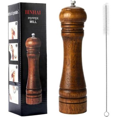 Binhai Pfeffermühle Holz 8 Zoll Gewürzmühle Salzmühle Set Verstellbar