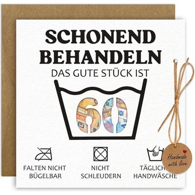 Geschenkkarte 60 Geburtstag Umschlag Juteschnur Geldgeschenke