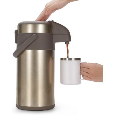 Pumpkanne Thermoskanne Kaffeespender 4,0L Edelstahl Vakuum Isolierkanne Gold