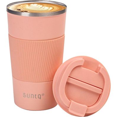 SUNTQ Kaffeebecher to go Thermo Edelstahl 510ml Koral Rosa