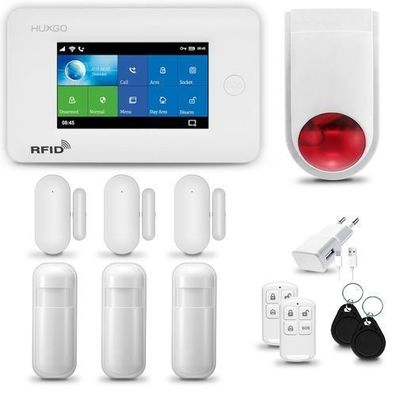 Alarmanlage Haus mit Funk Sirene, 3x Bewegungsmelder, 3x Tür- Fenstersensor HXA006 4G
