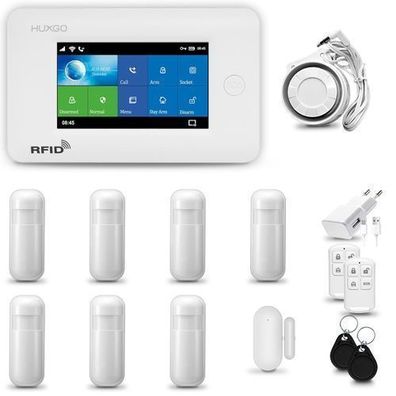 Alarmanlage Haus HXA006 4G mit verkabelte Sirene, 7x Bewegungsmelder, Tuya Smart
