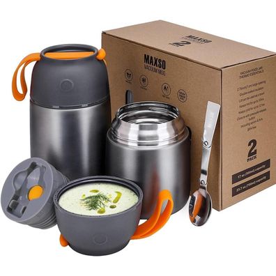 Thermobehälter Essen 500ml 700ml Edelstahl Warmhaltebehälter faltbaren Löffel
