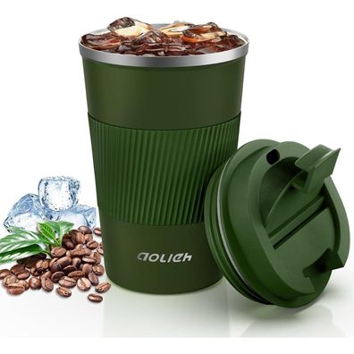 Thermobecher Kaffeebecher Isolierbecher Edelstahl Travel Mug 380ml Grün