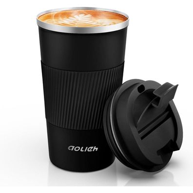 Aolieh Thermobecher Kaffeebecher Isolierbecher 510ML Schwarz
