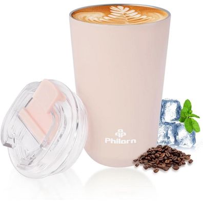 Thermobecher Kaffee to go Becher 380ml Rosa Edelstahl auslaufsicher