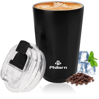Thermobecher Kaffee to go Becher Schwarz 380ml Deckel auslaufsicher