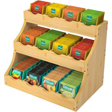 Bambus Teebox Teebeutel Organizer 12 Fächer Aufbewahrung 30,7 x 20 x 25 cm