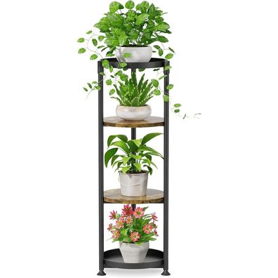 Blumenständer Metall Schwarz 4 Ebenen Pflanzenständer Indoor Outdoor