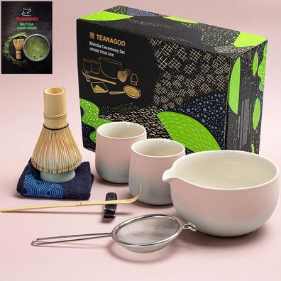 Teanagoo Matcha Set Schneebesen Schale Schaufel Teezubereitungsset 9Stk. 18oz