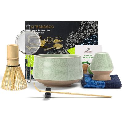 Japanisches Matcha-Teeset Bambus Schneebesen Schale, 7tlg. Set