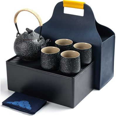 Teanagoo Teekanne Portable Japanese Tea Set, Grey Porcelain Travel Set, 1 Kanne