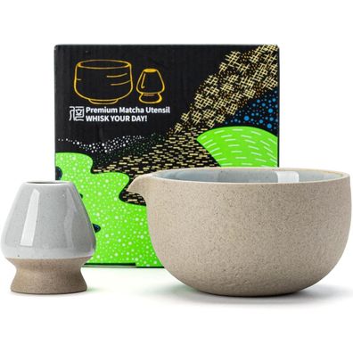 Teanagoo Matcha-Schüssel Steinstruktur, Schneebesenhalter, 18