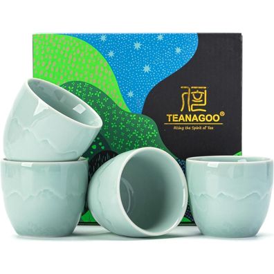 Japanische Teetasse 160ml Celedon Blau 4 Stück Keramik Tasse