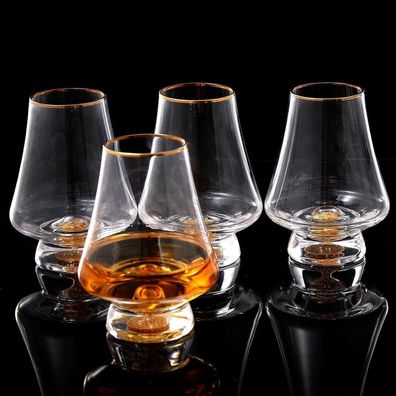 Whiskey Gläser Set 4 Stück Kristall 24K Blattgold luxuriöse Snifter Bourbon