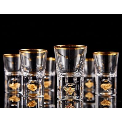 DUJUST 4cl Schnapsgläser Kristall 24-karätige Blattgoldflocken BPA-frei bleifrei