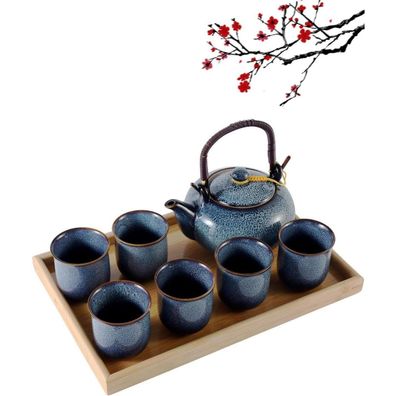 DUJUST japanisches Porzellan Teeset chinesisch hellblau
