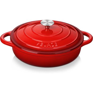 Gusseisen Bräter 3,5L Topf 28cm Backofenfest Induktion Rot