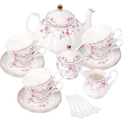 Porzellan Tee Sets, Teeservice 21tlg. für 6 Personen - Hochzeit