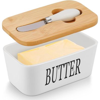 Webao Keramic Butterdose Emaille Boot Holzdeckel 250g