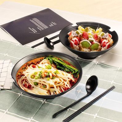 Japanische Ramenschale 2 Sets 1000ml Suppenschalen mit Stäbchen und Löffel