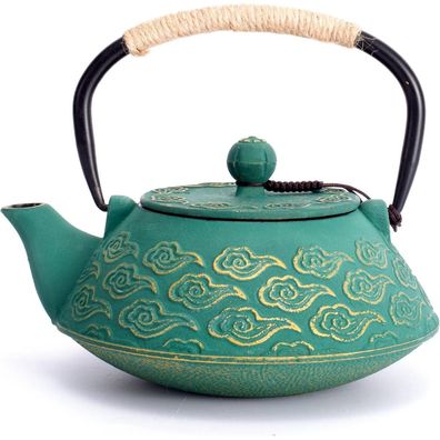 Japanische Gusseisen Teekanne 800ml mit Infuser für Herd - Grün