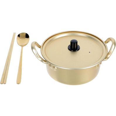 Koreanischer Ramen Nudeltopf mit Stäbchen und Löffel - Aluminium Hot Pot