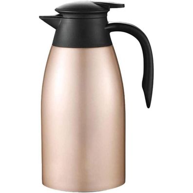 Thermoskanne 2L Edelstahl Quick Tip Kaffeekanne Vakuum Tee Kaffee Gold