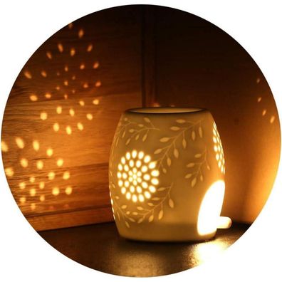 Aromalampe Teelichthalter Keramik weiß Candle Löffel Diffuser