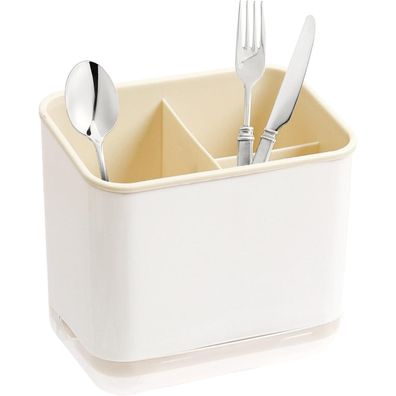 Besteckorganizer 3 Fächer Abtropfgestell Auffangschale Gelb