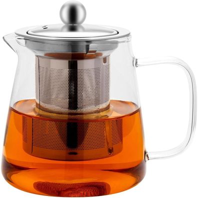 Glas Teekanne mit Siebeinsatz 950ml, Hitzebeständig, Tropffreier Auslauf