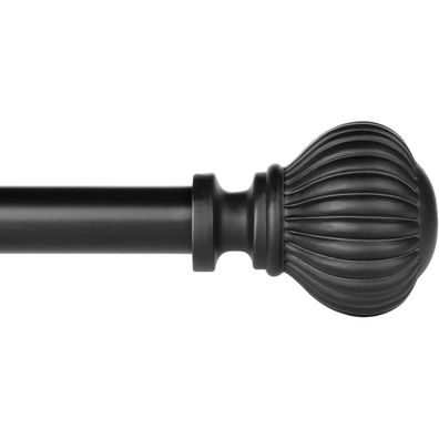SZXIMU Gardinenstange Ausziehbar 122-218cm Schwarz Metall 16mm Kürbis-Endstück