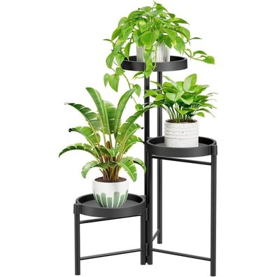 Pflanzenständer Metall 3 Ebenen Blumenregal Schwarz Wohnzimmer Balkon